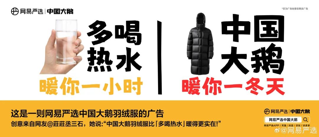 网易严选&ldquo;中国大鹅&rdquo;听劝海报，文案太有梗了