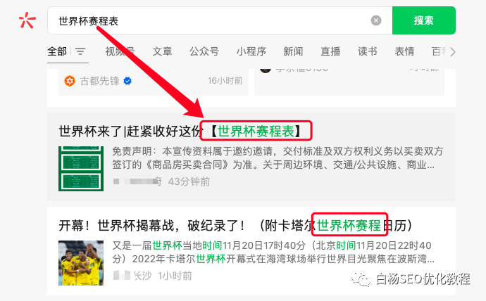 白杨SEO:做个世界杯公众号怎么样?以2022年世界杯搞搜一搜流量举例【干货】