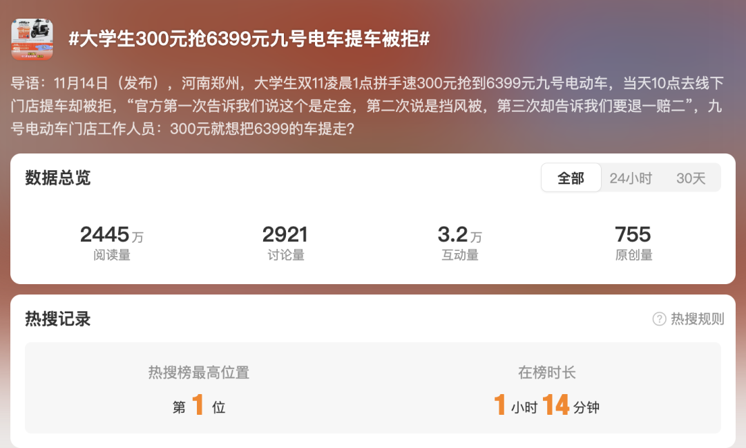 九号电动车300元抢购乌龙,价格标错还是另类营销?