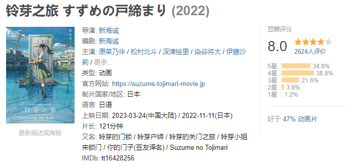 新海诚新作《铃芽之旅》即将上映，海报设计太赞了