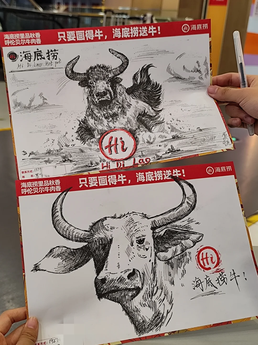 海底捞“画牛送牛”活动,炸出一堆民间高手