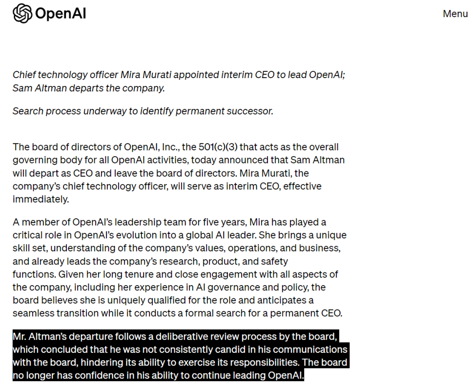ChatGPT之父被自己公司“优化”又回归,OpenAI宫斗为何?
