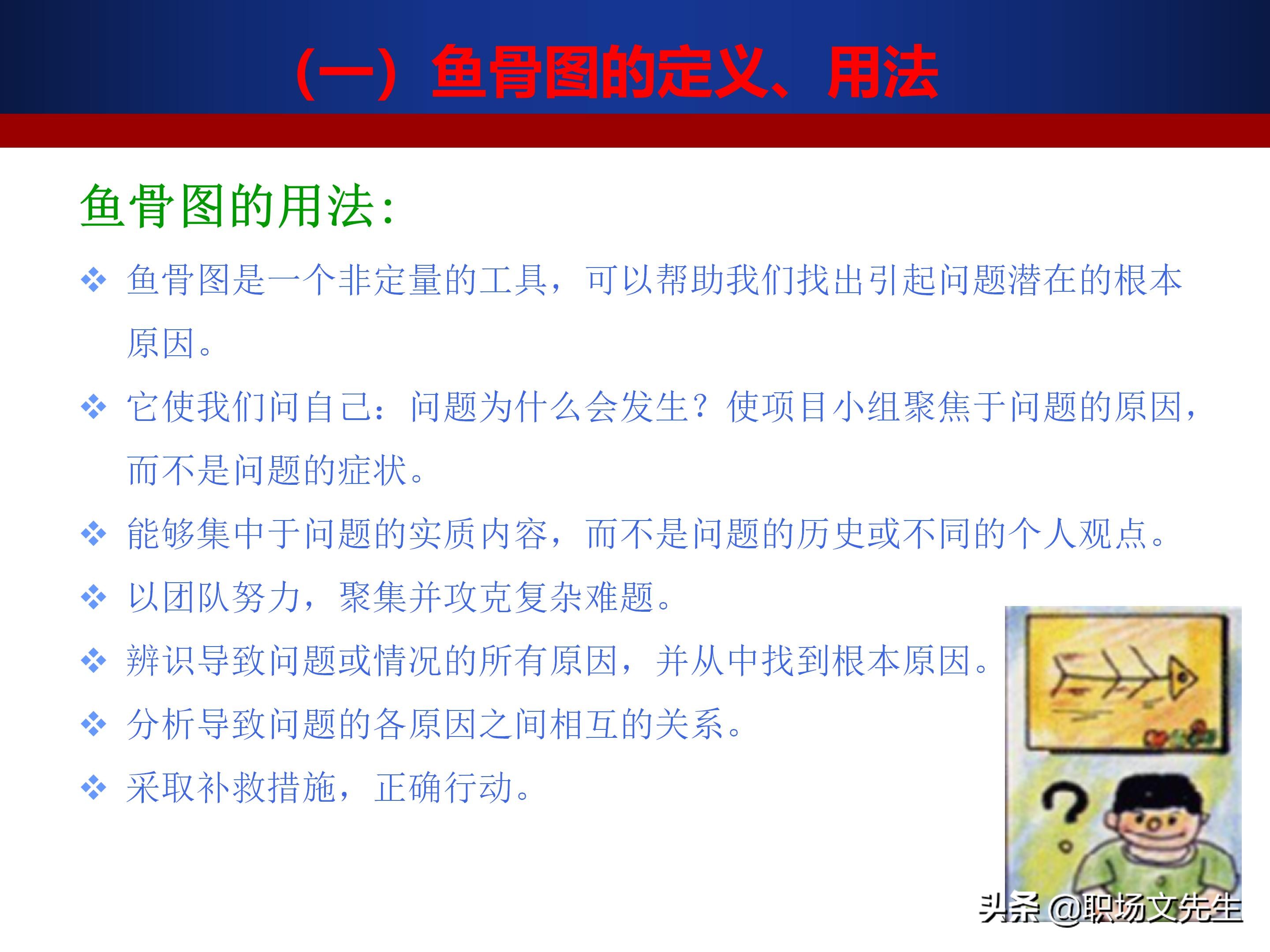 24页质量管理七大工具之鱼骨图,鱼骨图分析法的步骤,鱼骨图案例