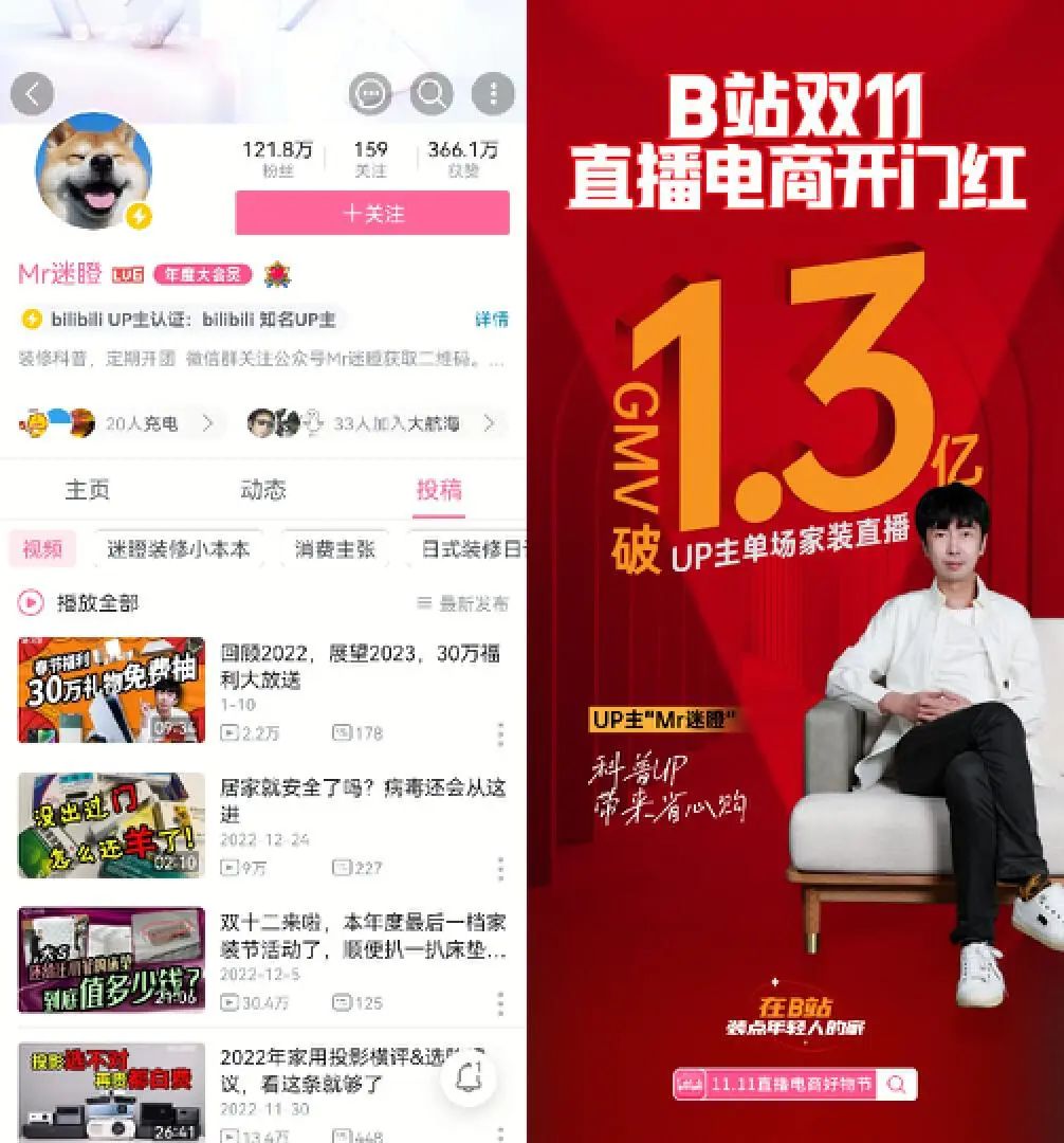 B站2022内容观察：现象级爆款&ldquo;二舅&rdquo;的作者外，还有150位UP主一年涨粉百万